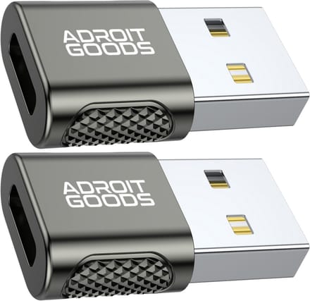 AdroitGoods 2x USB naar USB-C Adapter - 480 Mbps - Snelle Oplader & Data - USB-A Mannelijk naar USB-C Vrouwelijk