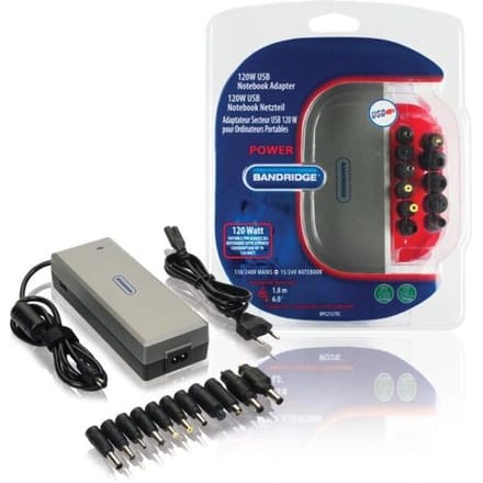Bandridge 120W USB Notebook Adapter 15/24V-Standaard (PC) Nieuw