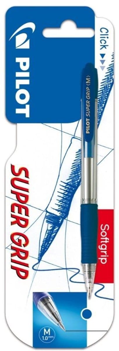 Pilot Super Grip Blauwe Balpen 1.0mm - Vloeiend Schrijven