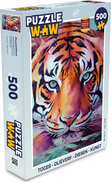 Puzzel Tijger - Olieverf - Dieren - Kunst - Legpuzzel - Puzzel 500 stukjes