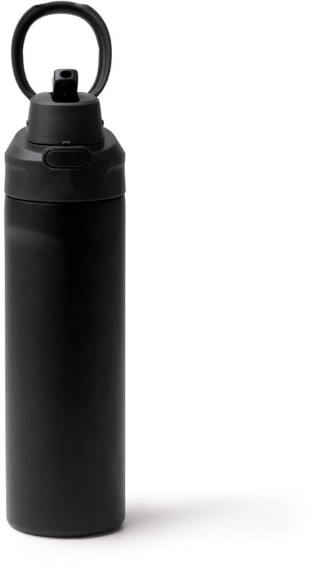 Zwarte Dubbelwandige RVS thermosfles 700 ml inclusief draaggreep