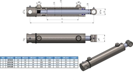 Hydraulische Cilinder Dubbelwerkend met Bevestiging 32/20/500