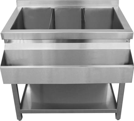 Cocktail bar station - rvs - 85x84x55cm - 3 ingebouwde ijsbakken