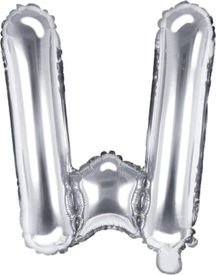Partydeco - Folieballon Zilver Letter W (35 cm)