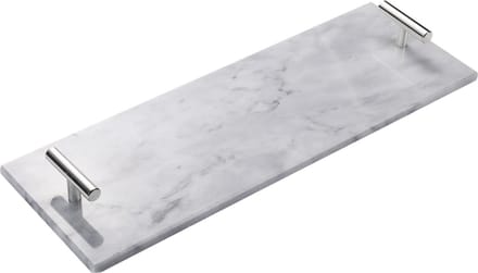 Marmeren dienblad met zilveren hendels 40 x 14 cm