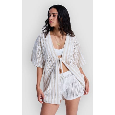 Roxy Moana Story Kimono Met Korte Mouwen Grijs M-L Vrouw