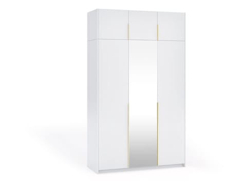 Kledingkast Apollonia I met Spiegel 150 x 250 cm (wit, gouden handgrepen)