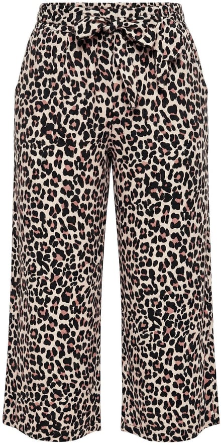 MIAMODA - Dames - Culotte wijde pijpen luipaardpatroon elastische tailleband - Vanille - Maat 52