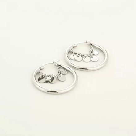 Michelle Bijoux Oorringen Ketting Discs Zilver