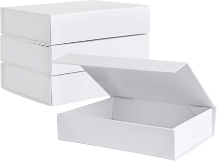 Witte harde geschenkdozen met magnetische sluiting - rechthoekig, 17,8x12,7x4,1 cm