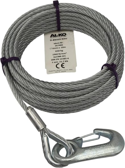 Stalen Kabel met Haak 6mm 10m voor Lier ATV Quad en Garage