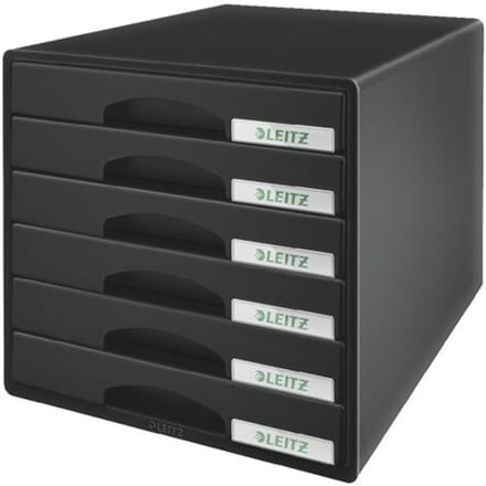 Esselte-Leitz LEITZ Schubladenbox Plus, 6 Schübe, schwarz für Format DIN A4 Maxi, Schubladen mit Auszugsstopp, - 1 Stüc