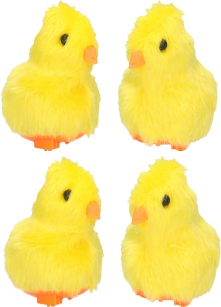 Paas kuikentje piepend - 4x - geel - pluche - 7 cm - Pasen decoratie/speelgoed