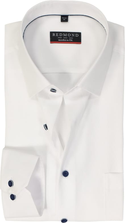 Redmond modern fit overhemd - popeline - wit