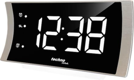 TECHNOLINE WT494 Fraaie KLOK / WEKKERRADIO - Curved / gebogen design in aluminiumlook