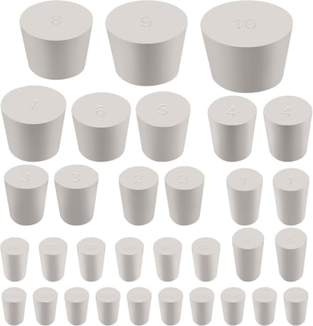 Rubberen Stopper Set - Lab Bungs - Afsluiten Containers - 13 Maten Assortiment - 32 Stuks - Wit