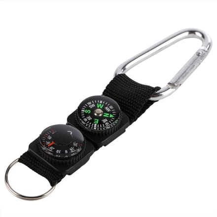 Multifunctionele Waterdichte Mini Draagbare Thermometer Kompas Sleutelhanger voor Buiten Kamperen Wandelen black