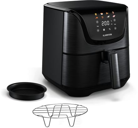 Klarstein AeroVital Deluxe Heteluchtfriteuse – 5L airfryer, 1700W, Touch-display, 8 programma's, Antiaanbaklaag, Cooltouch-behuizing, Timer & temperatuurregeling, Zwart