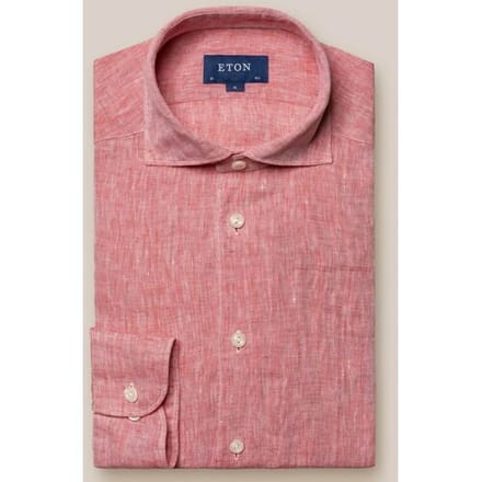 Eton Overhemd Slim Uni Linnen Wide Spread Collar Rood / male