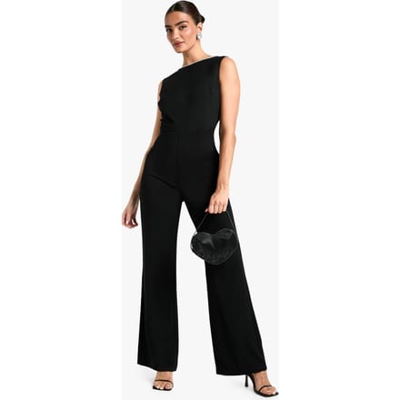 boohoo Dames Diamante Trim Low Back Jumpsuit | Zwart | Maat: 40