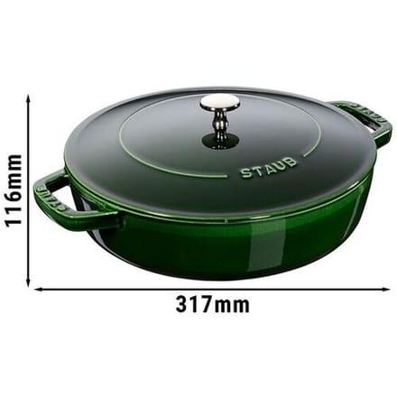 STAUB BRAISERS - Sauteerpan met Chistera Drop Structure - 240mm - Gietijzer - Basilicumgroen