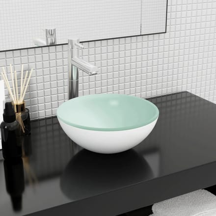 vidaXL - Wasbak - 30x12 - cm - gehard - glas - wit