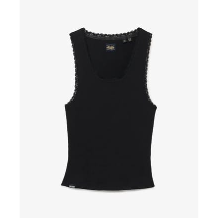 Superdry Vintage Kanten Top Black Grootte: 44