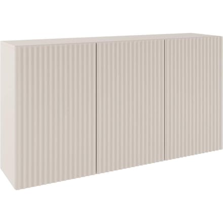 Selsey Sunds – Dressoir met geribbelde lamellenfronten, 3-deurs, kasjmierbeige, 150 cm