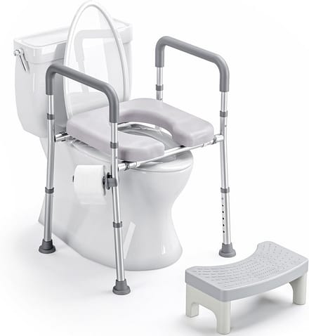 Verstelbare Toiletverhoger met Stevige Handgrepen voor Veiligheid en Comfort