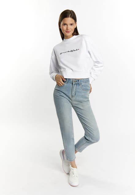 Mymo Cropped sweatshirt Dames wit