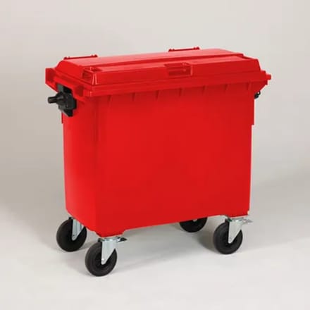 Engels Rode Afvalcontainer – 660 Liter, Hdpe Kunststof