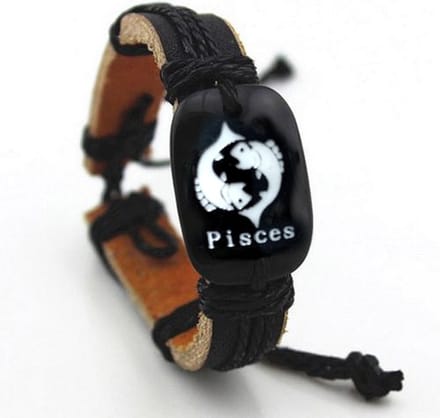 Montebello Armband Vissen - Leer - Horoscoop - Verstelbaar