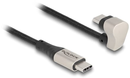 Delock USB-C kabel | haaks U-bocht/recht | USB2.0 | PD 60W | nylon | 2 meter