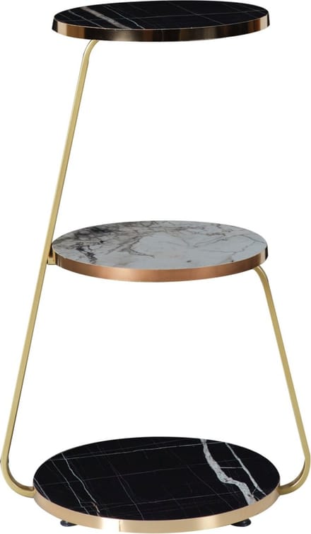 Bijzettafel Sipoo 74x46x37cm marmer zwart en marmer wit
