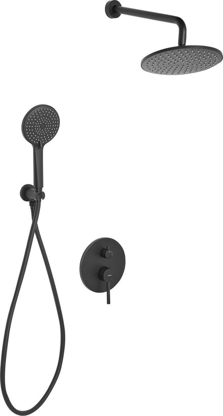 PUELO - Ingebouwde doucheset met regendouche - Zwart - Messing