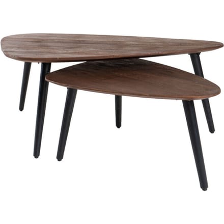 Home67 Salontafel jamal espresso mangohout set van 2