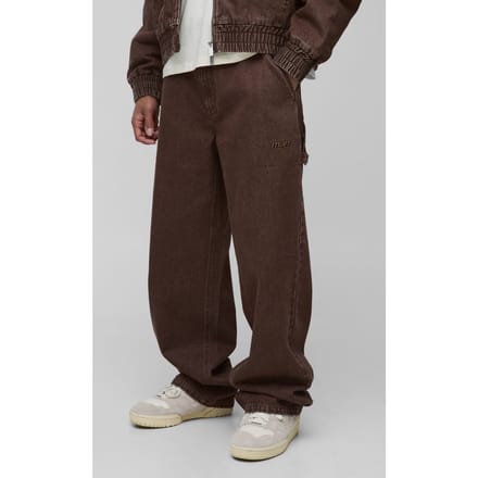 Relaxed Fit Carpenter Washed Twill Trousers | Brown | Size 52