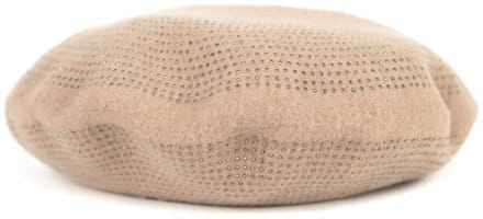 Damesbaret 'Świecidełka' - Beige, wol met glitters