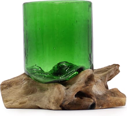 Gerecycleerde Bierflessen - Bierglas op Hout