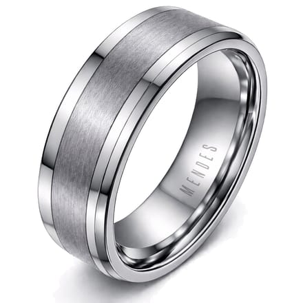 Wolfraam heren ring Geborstelde streep 8mm-21mm