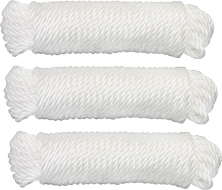 AMIG Touw - 3x - 20 meter - D4mm - nylon - wit - waslijn - tuin