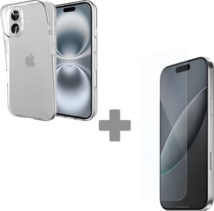 Cazy soft TPU Hoesje + 2-Pack Tempered Glas Screenprotector geschikt voor iPhone 17 - Transparant