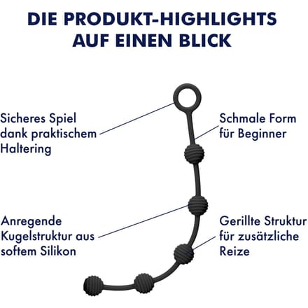 Silikon-Analkette met structuur, 25,5 cm