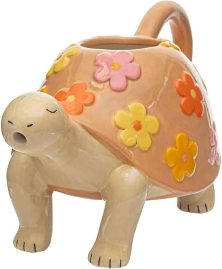 Flowerpower schildpad aardewerken gieter - Sass & Belle