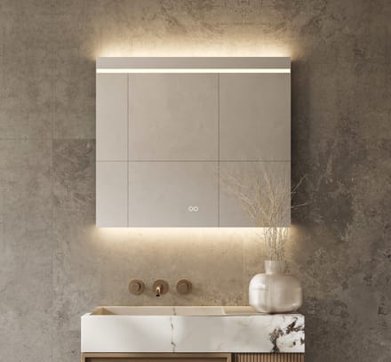 Schaere - Badkamerspiegel - Directe en Indirecte Verlichting - Spiegel Verwarming - Touch Sensor - Kleurenwissel - 80X70 cm