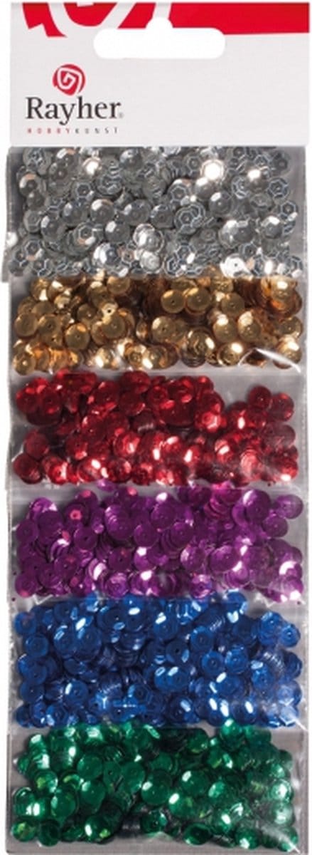 Rayher hobby Gekleurde pailletten 42 gram in 6 kleuren - Knutselen - Decoratie - Glitters