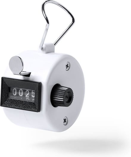 1x Handtellers/personentellers wit met vingerhouder 5 cm