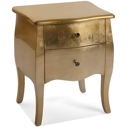 Table de chevet - VERSA - Cagliari - 2 tiroirs - Bois - Doré