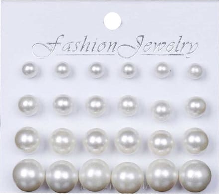 Fako Bijoux® - Oorbellen - Parel - Acryl - Crème - 12 Paar