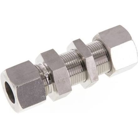 16S RVS Rechte Snijringkoppeling Schotdoorvoer 400bar ISO 8434-1